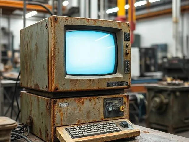 Old Rusty Computer in Manufacturing plant